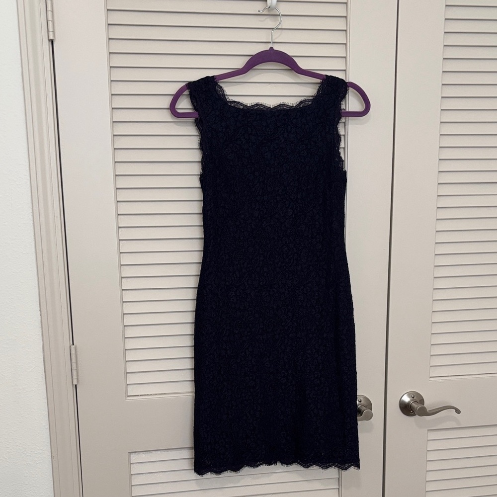 Adrianna Papell Navy Lace Cocktail Dress